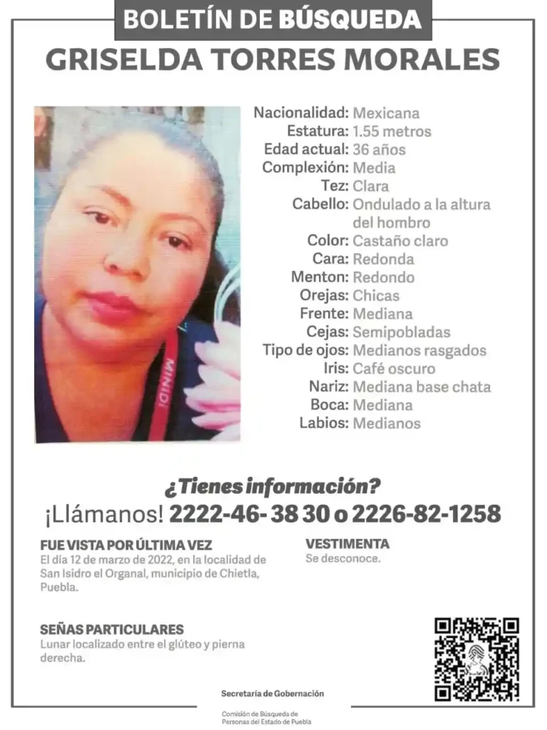 La mujer de 36 años fue vista por última vez en la localidad de San Isidro Organal.