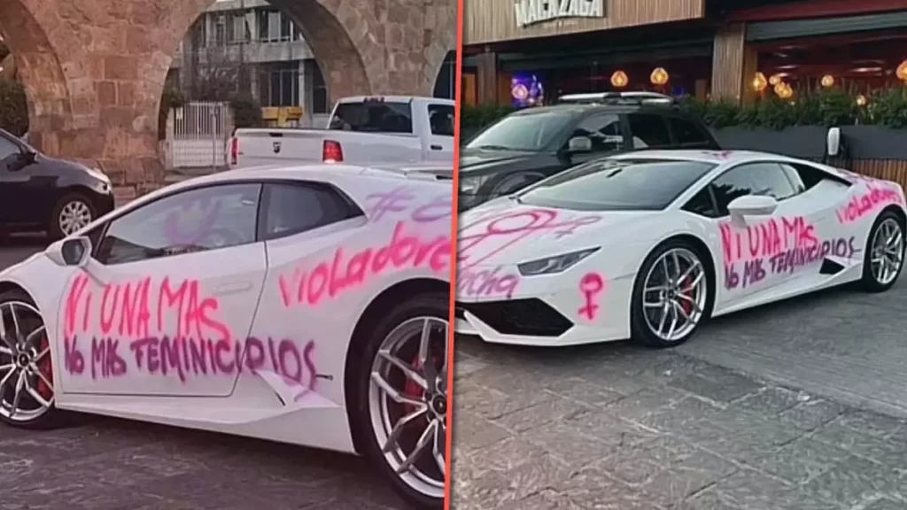 Lamborghini pintado por el 8M.