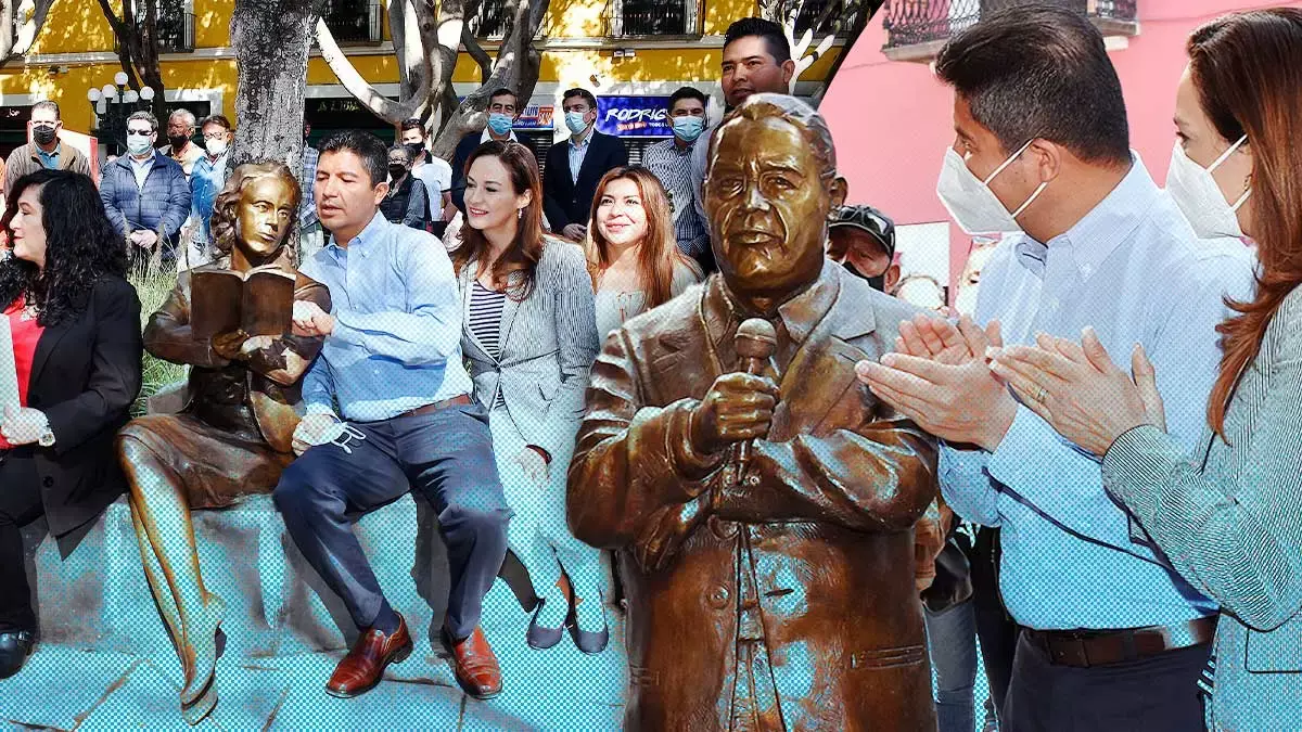 8 esculturas de personalidades de Puebla en el corredor 5 de Mayo