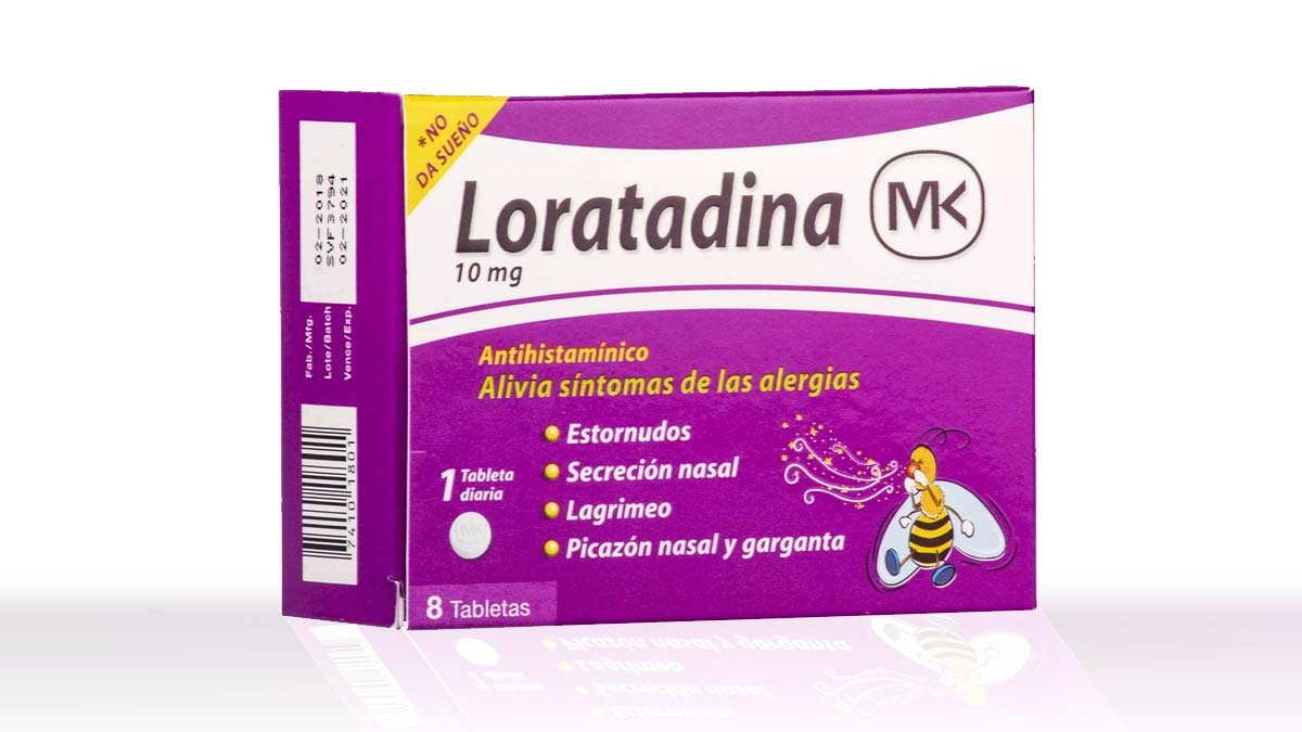 Loratadina, medicamento para aliviar los síntomas leves de las alergias.
