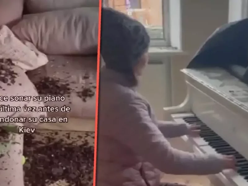 Mujer toca su piano por última vez antes de abandonar su hogar