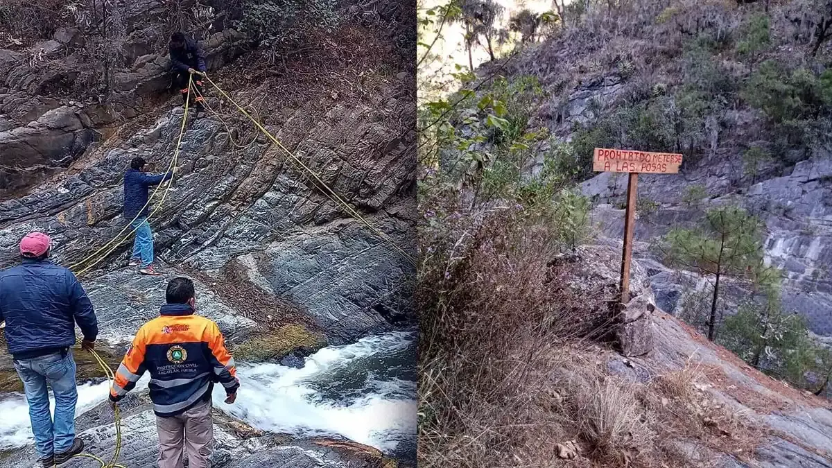 Tras varias horas de búsqueda, encuentran el cadáver del turista que fue arrastrado por un río en Zacatlán