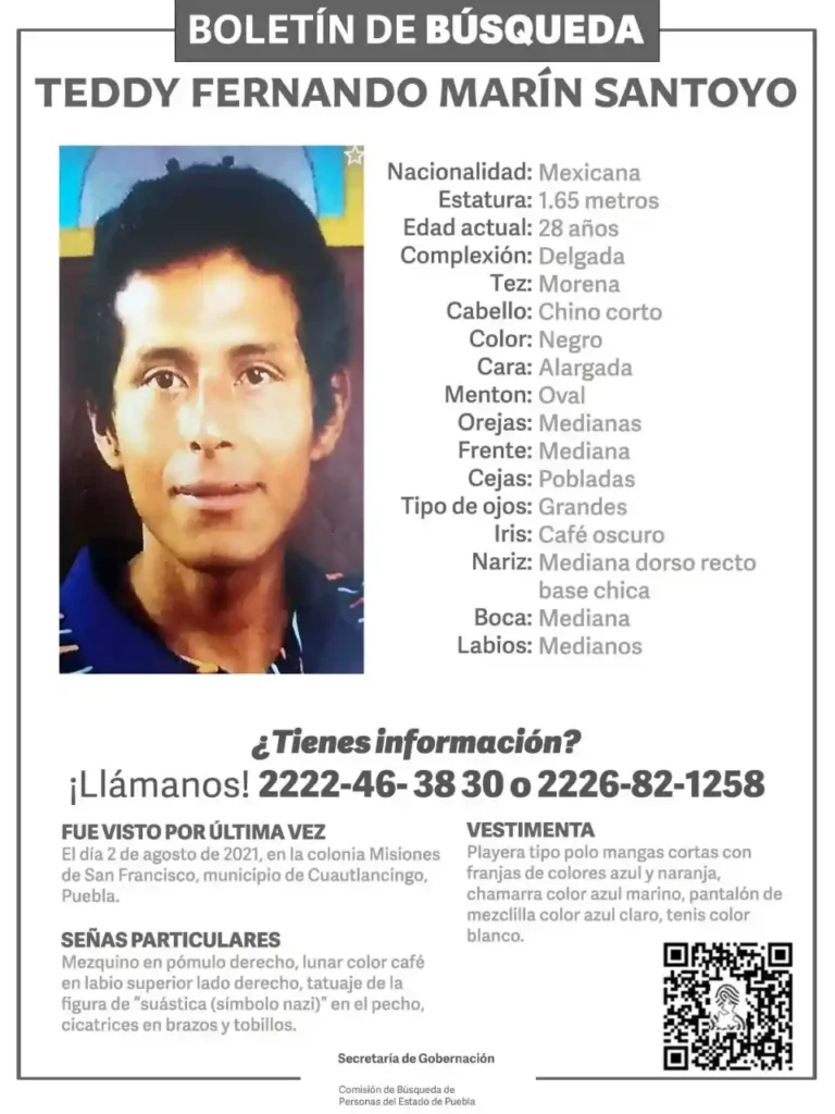 Teddy Fernando Marín Santoyo de 28 años desapareció en Misiones de San Francisco.