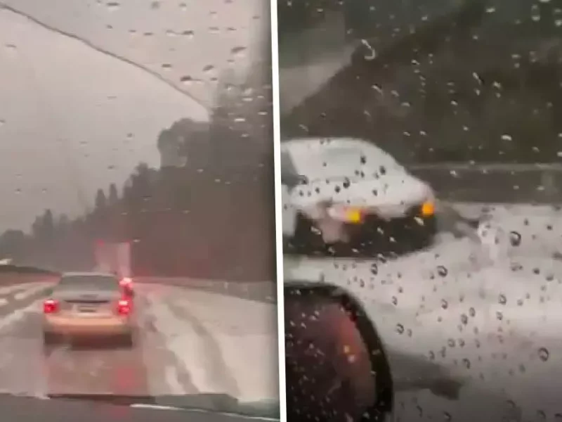 Granizada en la autopista México-Puebla, Capufe se encarga de limpiarla.