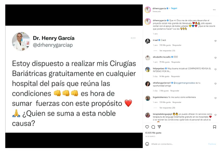 Dr. Henry García ofrece bypass gástrico gratuito