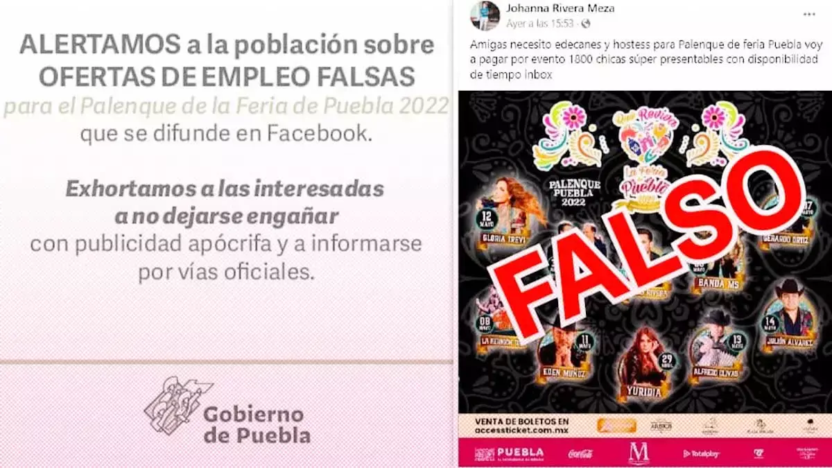 Vacantes palenque falsas en Puebla.