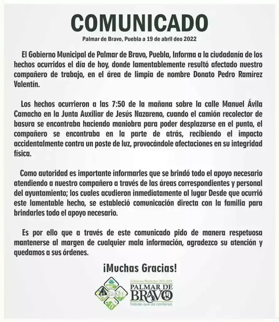 El trabajador de limpia se llamaba Donato Pedro Ramírez.