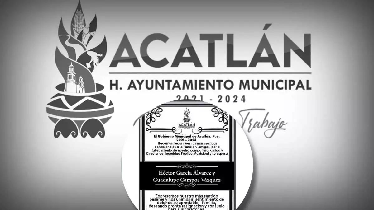 Envían condolencias tras ejecución del director de Seguridad y su esposa.