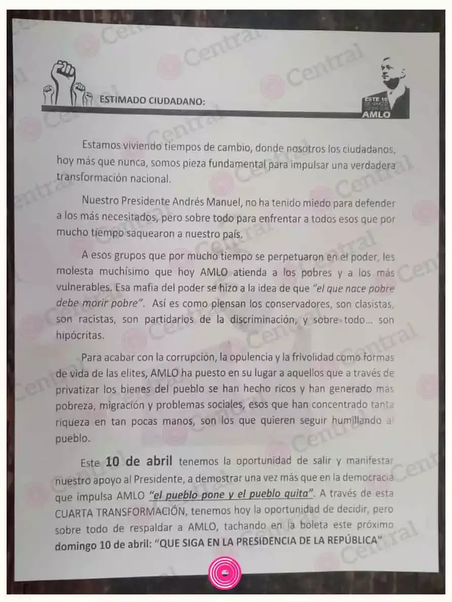 Reparten volantes en Puebla a favor de López Obrador