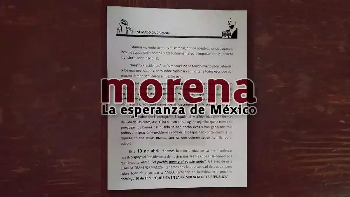 Reparten volantes en Puebla a favor de López Obrador
