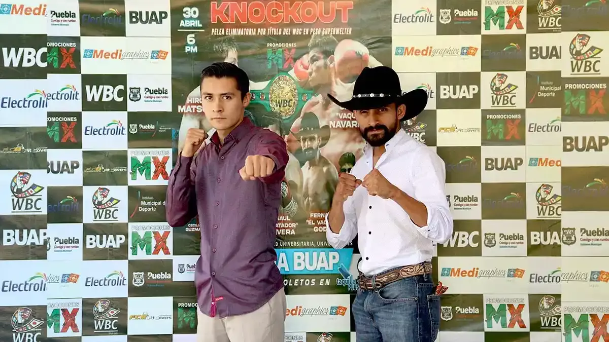 Saúl Rivera y Fernando Godos, boxeadores poblanos.
