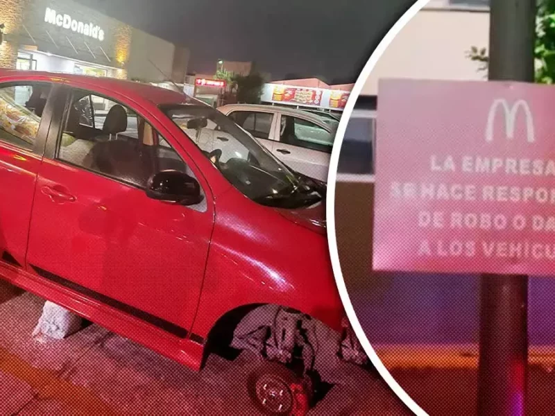 Le roban las llantas afuera del McDonald's de Plaza San Pedro