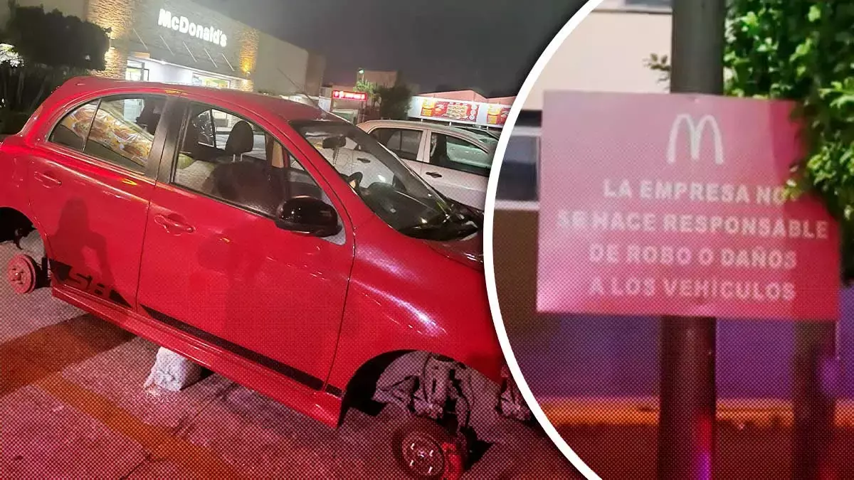 Le roban las llantas afuera del McDonald's de Plaza San Pedro