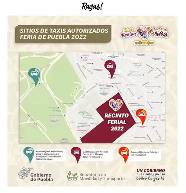 Estos son los sitios de taxis para la Feria de Puebla