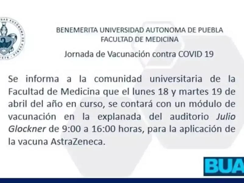 Vacunación anticovid en Puebla.