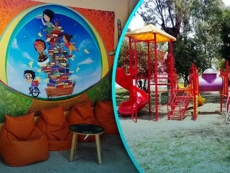 Biblioteca Parque el lugar que une los libros y juegos al aire libre en Puebla