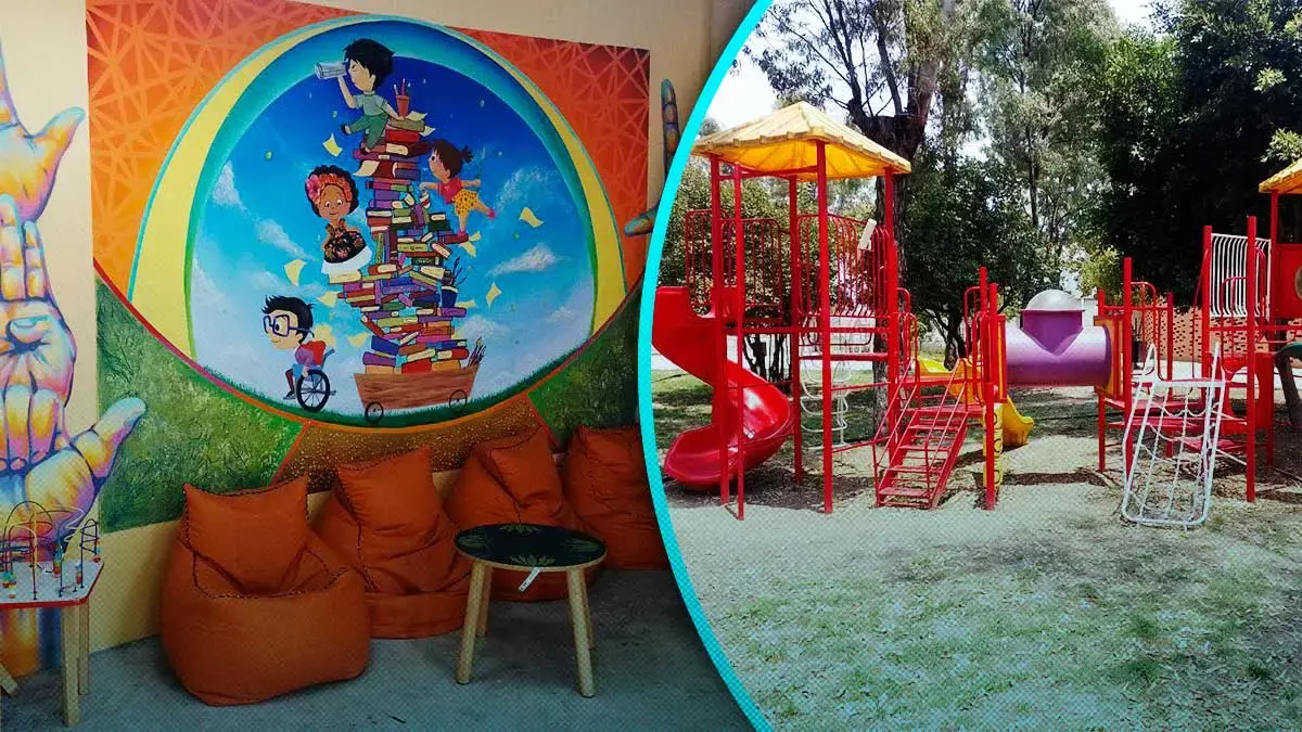 Biblioteca Parque el lugar que une los libros y juegos al aire libre en Puebla