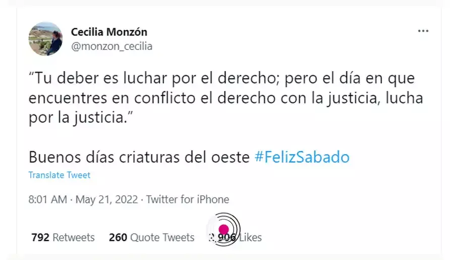 Último tuit de Cecilia Monzón, horas antes de su asesinato