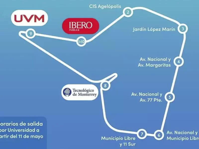 Esta es la ruta y horarios del minibús eléctrico para universitarios de Puebla