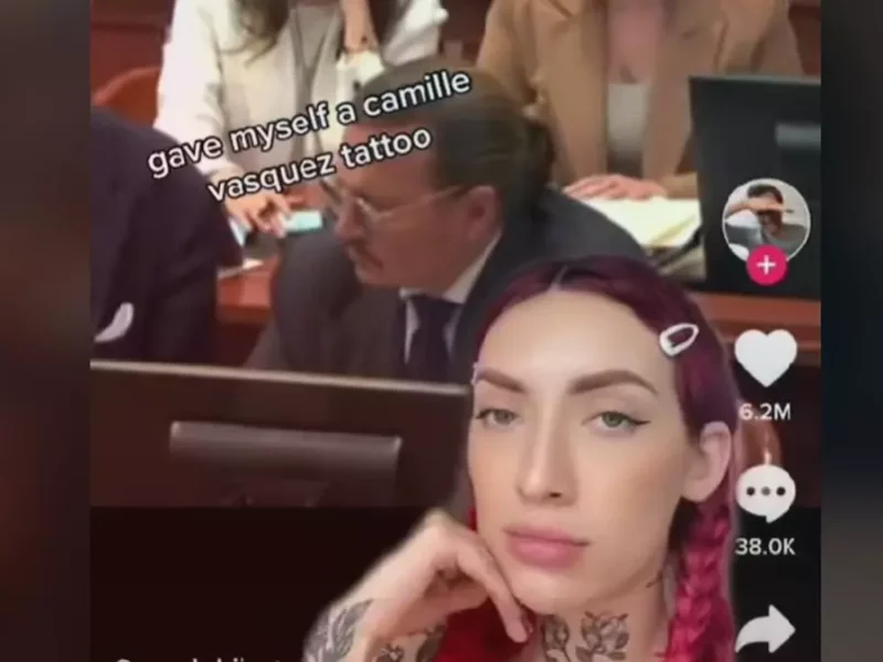 Tiktoker se tatúa el rostro de Camille Vázquez, la abogada de Johnny Deep
