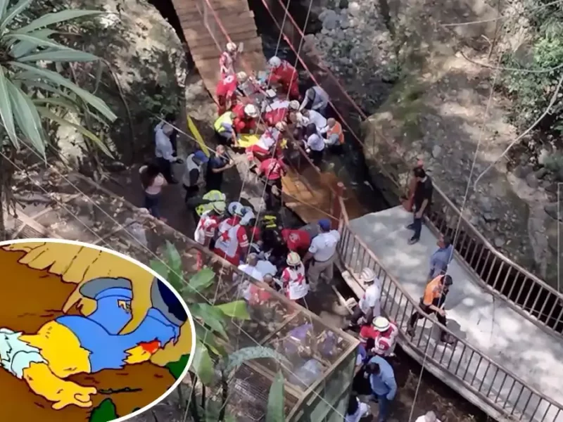 Colapsa puente colgante en Cuernavaca, hay heridos de gravedad