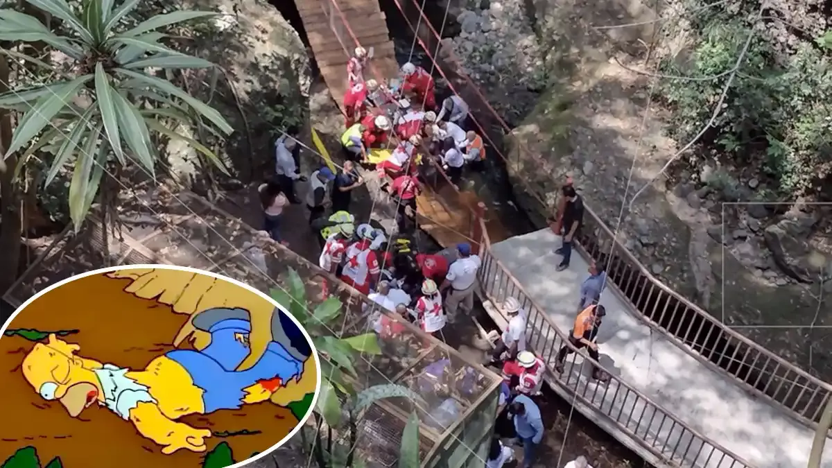 Colapsa puente colgante en Cuernavaca, hay heridos de gravedad