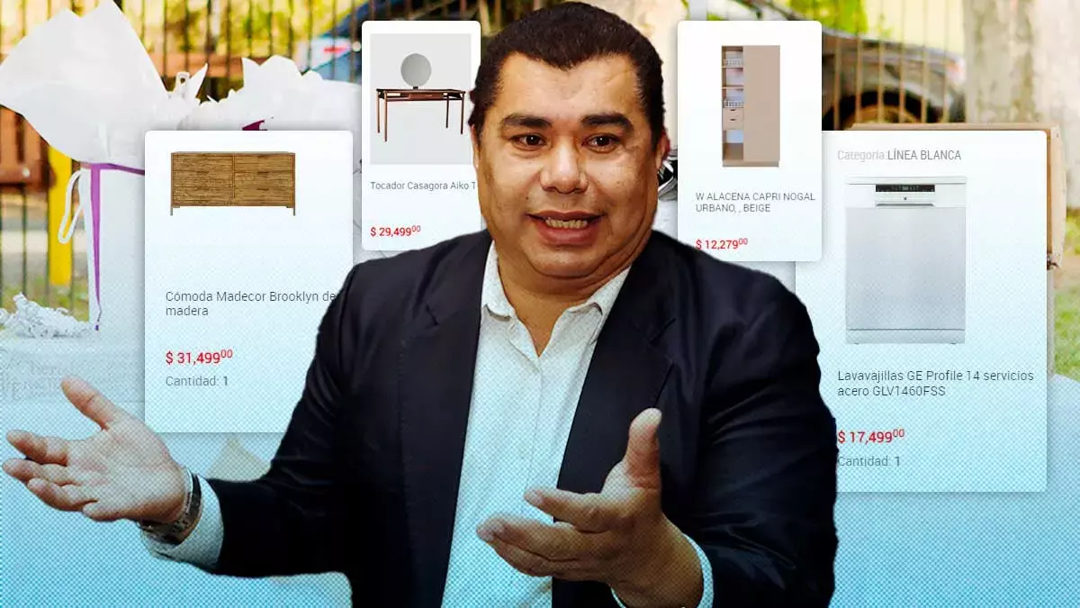La extravagante mesa de regalos de la boda de Javier López Zavala.