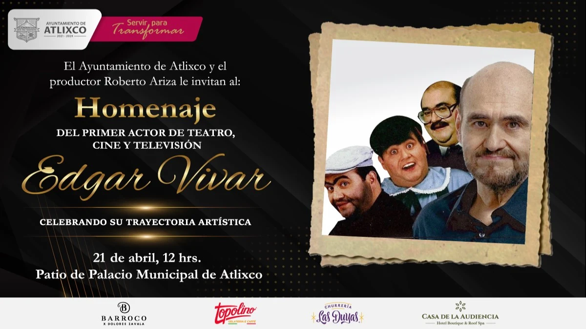 Atlixco reconoce la trayectoria de Édgar Vivar con un homenaje.