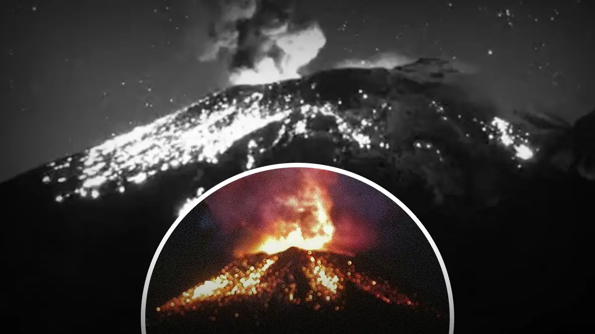 El volcán Popocatépetl registró tres explosiones con material incandescente