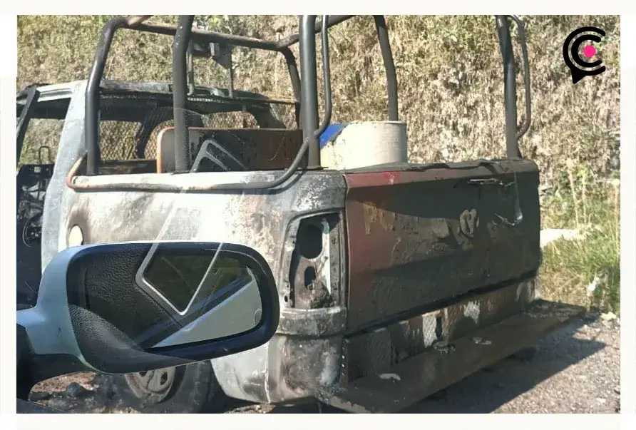 Se quema patrulla en gira del gobernador de Puebla en Chiconcuautla
