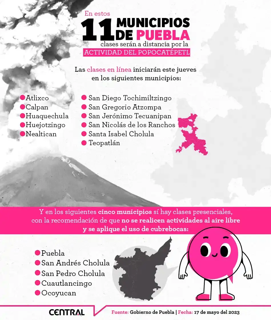 Sergio Salomón Céspedes decreta clases en línea en municipios aledaños al Popocatépetl