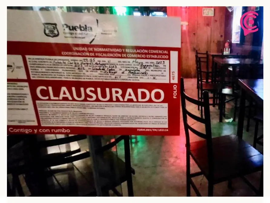 Cinco bares fueron clausurados el fin de semana en Puebla capital.