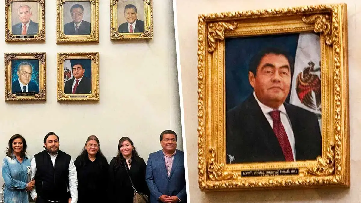Colocan cuadro de Miguel Barbosa en la sala de Gobernadores en Puebla